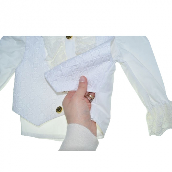 Costum elegant din catifea 5 piese pentru baieti Duomar 240124, Bleumarin [4]