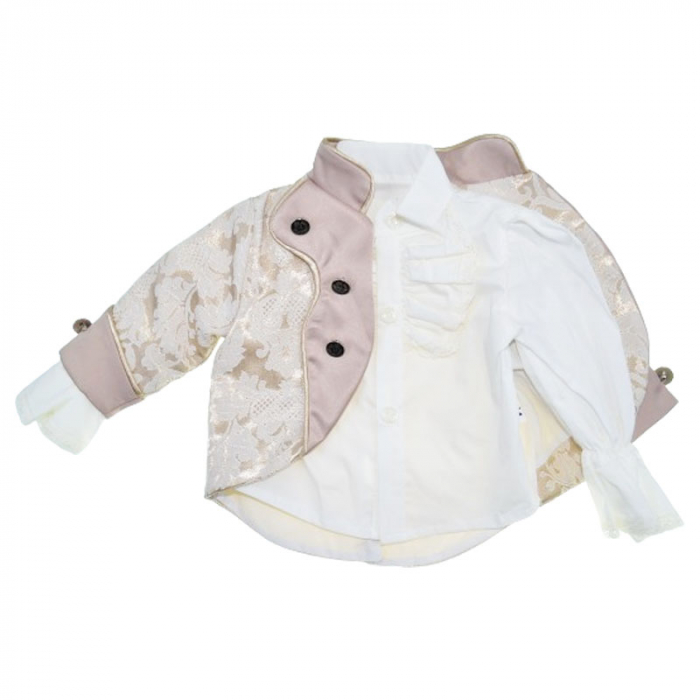 Costum elegant din catifea 4 piese pentru baieti Duomar 240124-2, Bej [3]