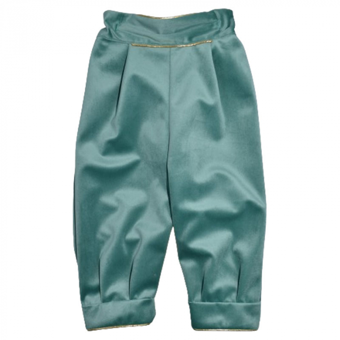 Costum elegant din catifea 5 piese pentru baieti Duomar 240124-1, Verde [6]