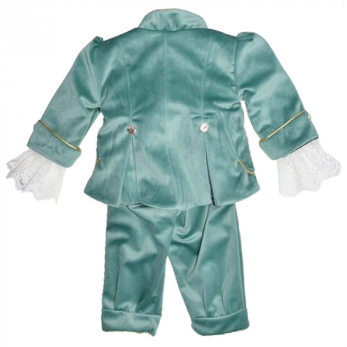 Costum elegant din catifea 5 piese pentru baieti Duomar 240124-1, Verde [2]