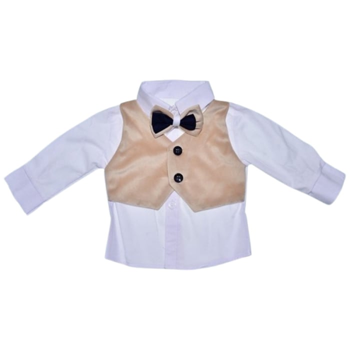 Costum elegant din catifea, pentru botez, 5 piese, pentru baieti, Mini Junior C1511C-0, Crem [6]