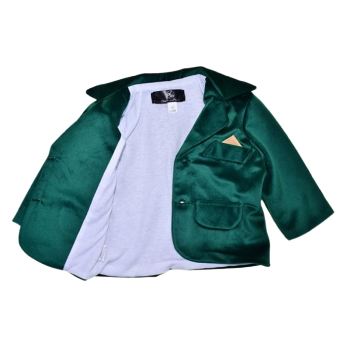 Costum elegant din catifea, pentru botez, 5 piese, pentru baieti, Mini Junior C1511V2-0, Verde [6]