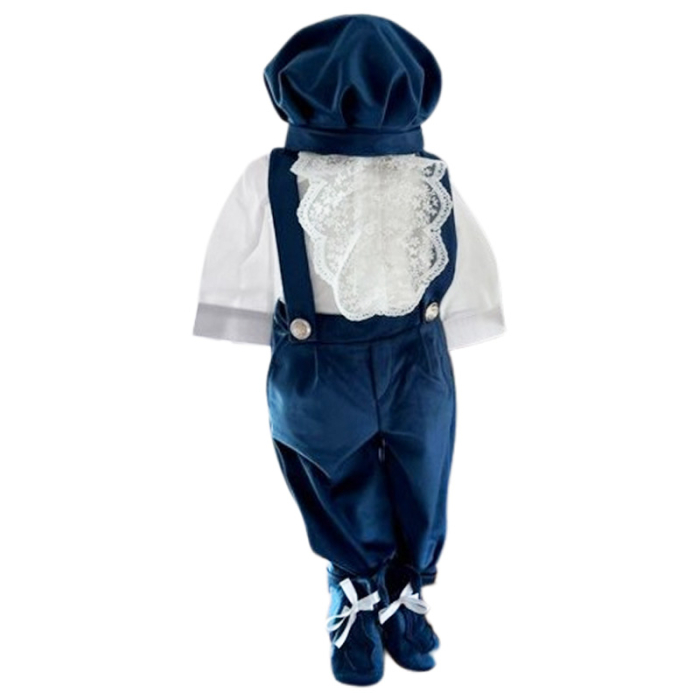Costum elegant din catifea, pentru botez, 5 piese, pentru baieti, Mini Junior CA52427A-0, Albastru [2]