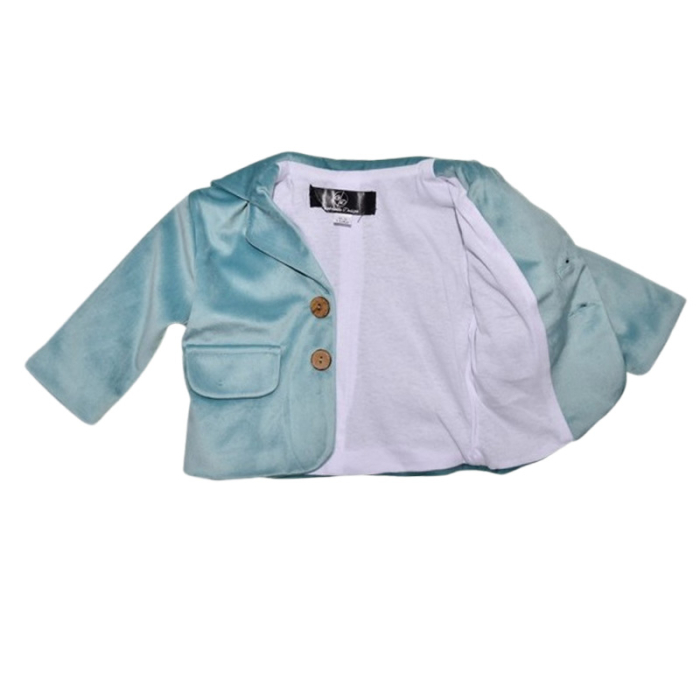 Costum elegant din catifea, pentru botez, 5 piese, pentru baieti, Mini Junior C1511T-0, Turcoaz [5]
