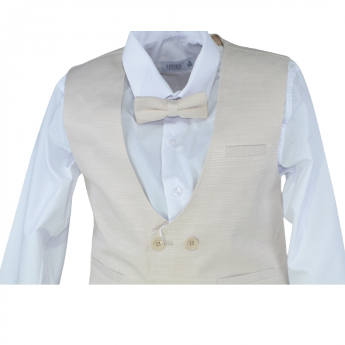 Costum elegant din 4 piese pentru baieti LA Kids 1794, Crem [4]