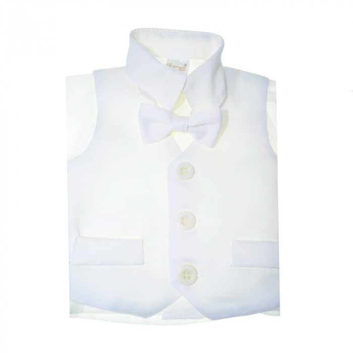 Costum pentru botez din 5 piese pentru baieti Mini Junior CBTZ-3640, Alb [4]