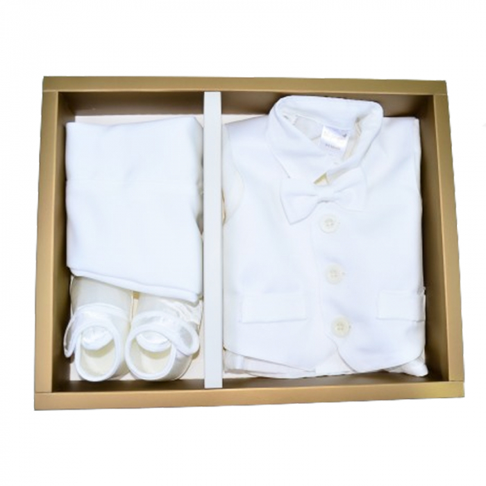 Costum pentru botez din 5 piese pentru baieti Mini Junior CBTZ-3640, Alb [2]
