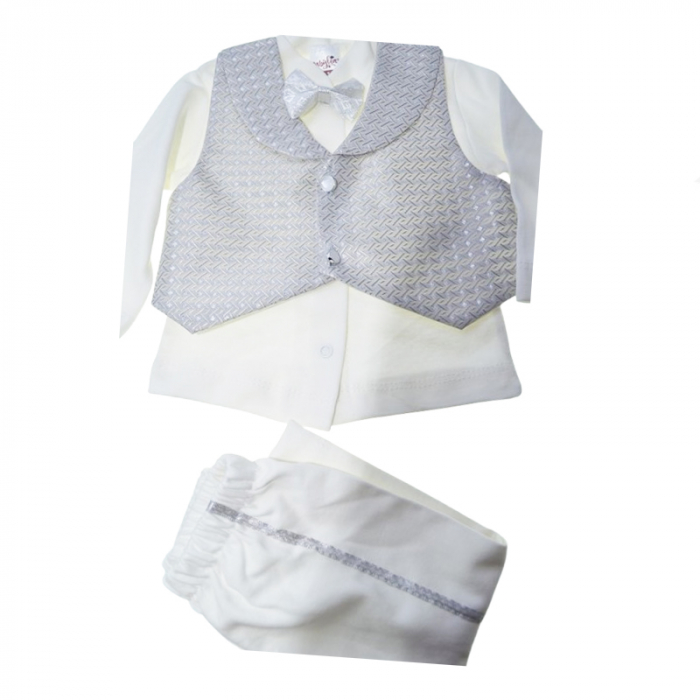 Costum pentru botez din 7 piese pentru baieti Babylia CBBLYA-01, Alb [3]