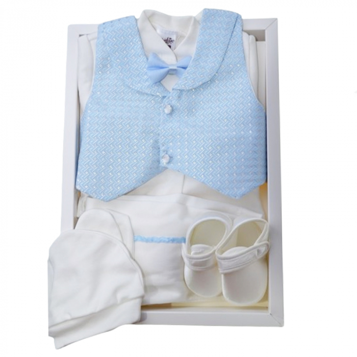 Costum pentru botez din 7 piese pentru baieti Babylia CBBLYA-02, Alb [4]