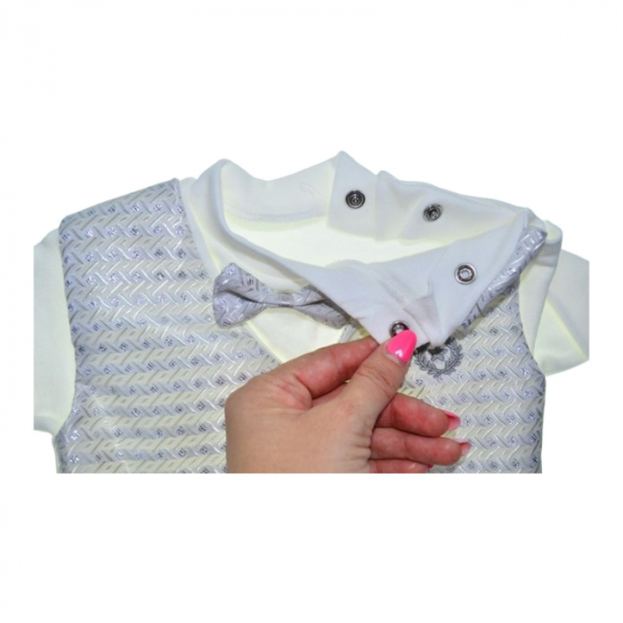 Costum pentru botez format din 4 piese pentru baieti, Mini Junior 1460G-56-62, Gri [6]