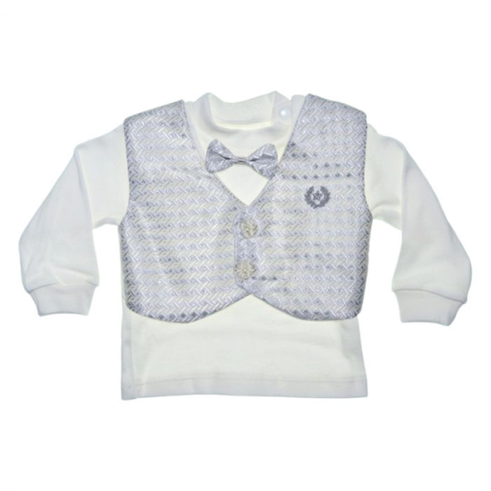 Costum pentru botez format din 4 piese pentru baieti, Mini Junior 1460G-56-62, Gri [5]