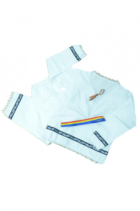 Costum traditional pentru baieti Mini Junior CTRB2-A-98-104-cm, Alb [5]