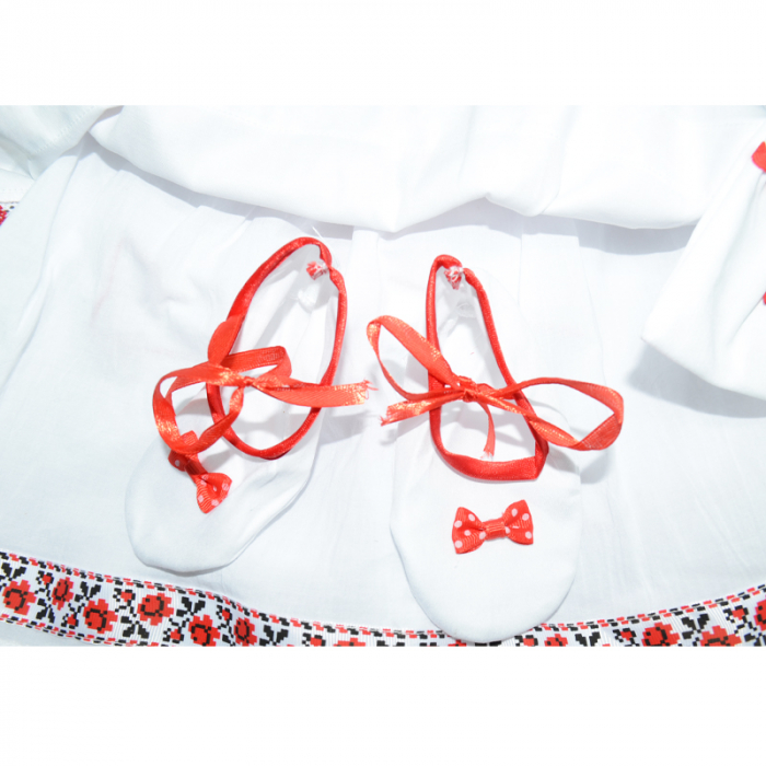 Costum traditional romanesc pentru fete 6 piese Ewelin ANDR-1, Alb [3]