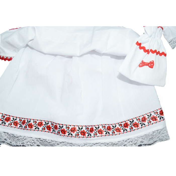 Costum traditional romanesc pentru fete 6 piese Ewelin ANDR-1, Alb [4]