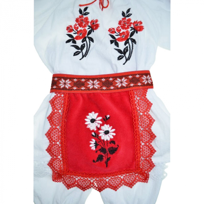 Costum traditional romanesc 6 piese pentru fete Mini Junior 300124-1, Alb [8]