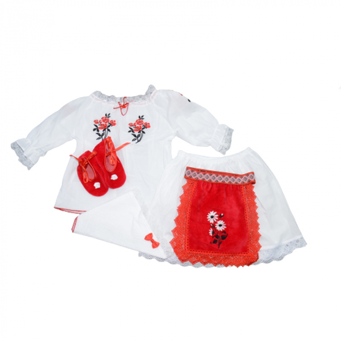 Costum traditional romanesc pentru fete 5 piese Ewelin-3, Alb [3]