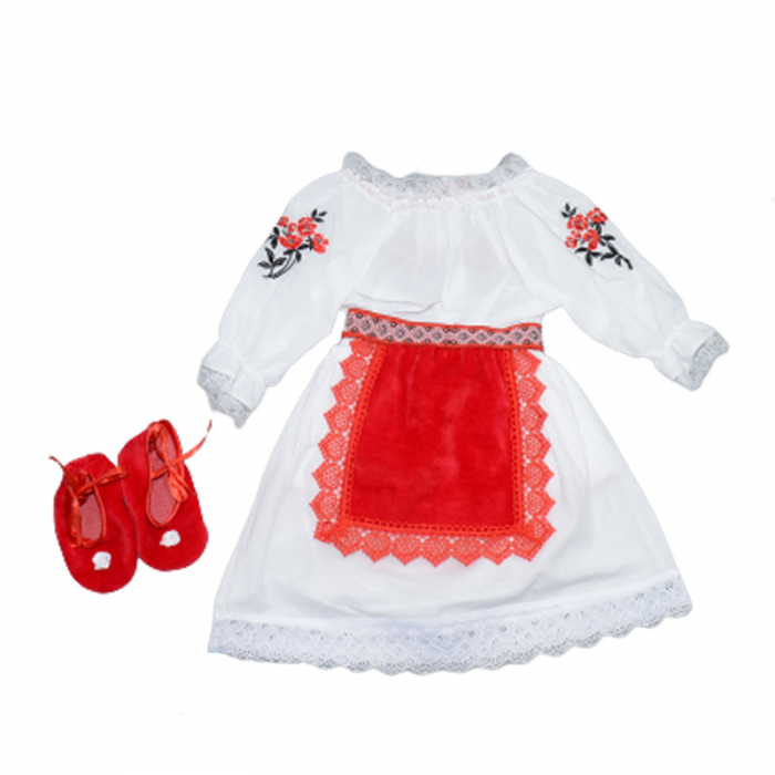 Costum traditional romanesc pentru fete 5 piese Ewelin-3, Alb [2]