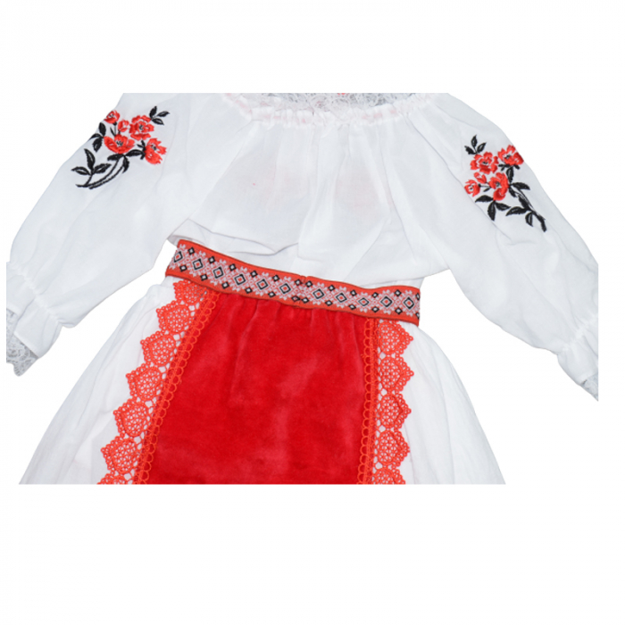 Costum traditional romanesc pentru fete 5 piese Ewelin-3, Alb [6]