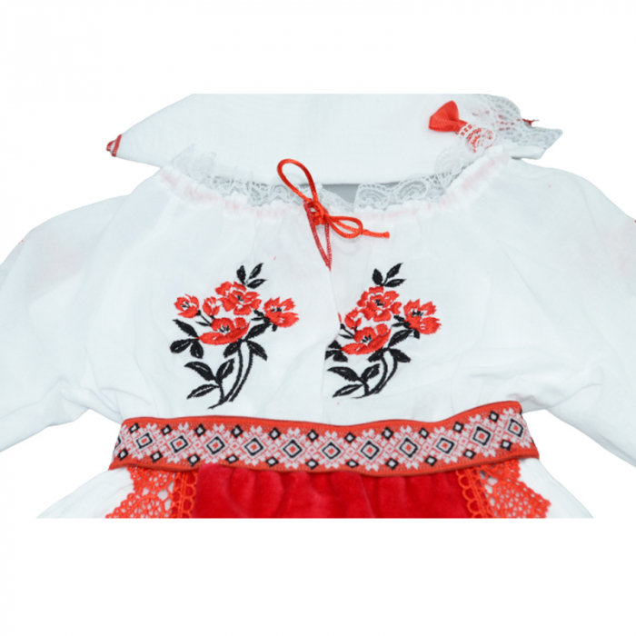 Costum traditional romanesc pentru fete 5 piese Ewelin-3, Alb [5]
