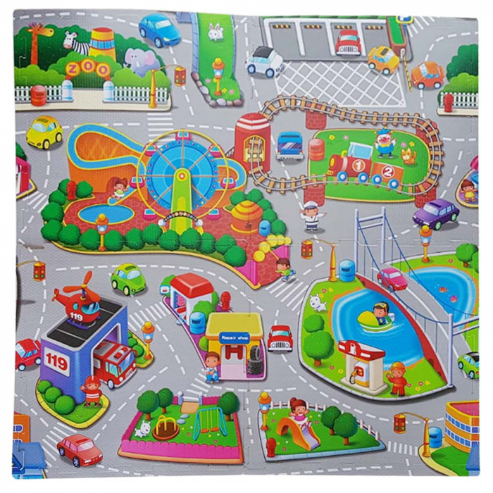 Covor de joaca puzzle, pentru copii din spuma EVA, 60 x 60 cm, RCO, EP1008D, Multicolor [1]