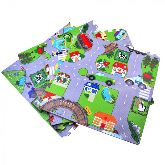 Covor de joaca puzzle, pentru copii din spuma EVA, 60 x 60 cm, RCO, EP1008F, Multicolor [4]