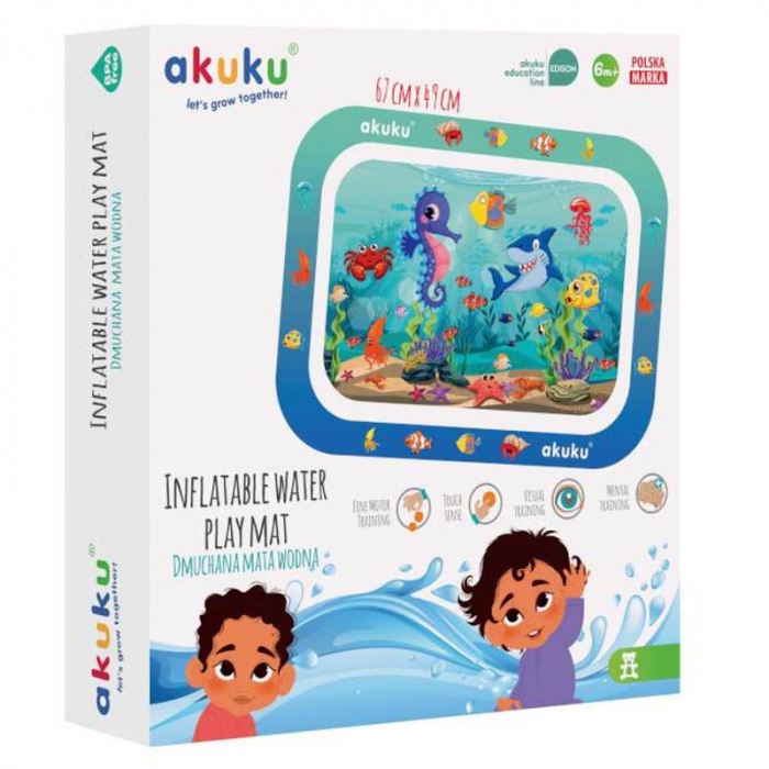 Covoras gonflabil de joaca cu apa pentru bebelusi 67 x 49 cm Akuku A0486, Multicolor [3]