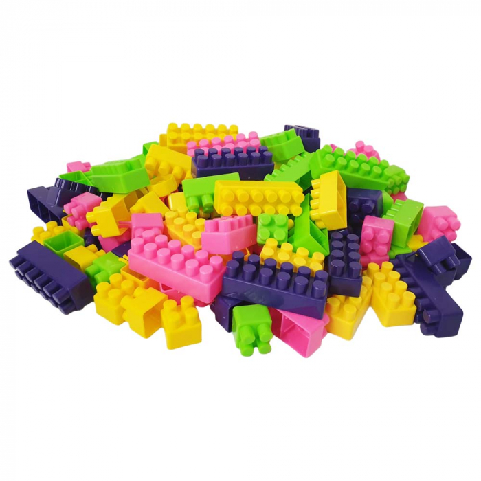 Cuburi de constructie din plastic, multicolore, in rucsac, 200 piese HT 1043 [1]