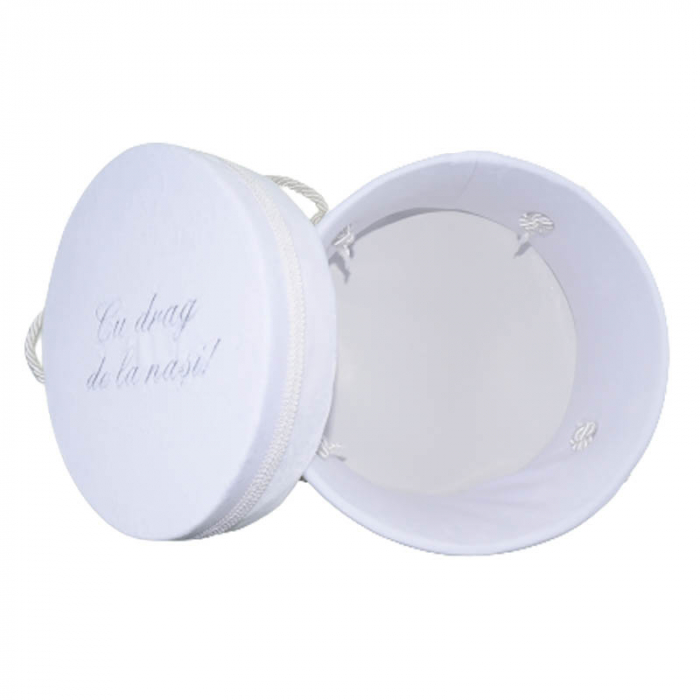 Cutie eleganta rotunda pentru botez 20 x 32 cm Mini Bimbi 090323-A, Alb [3]
