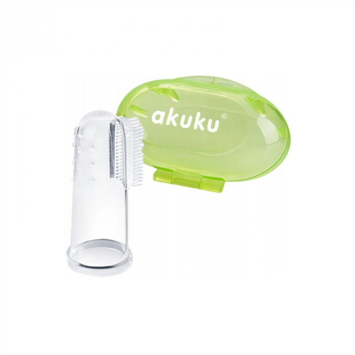 Degetar din silicon pentru masajul gingiilor 0+ luni Akuku A0264, Verde [3]