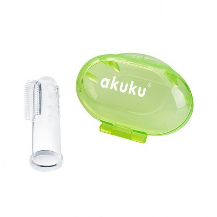 Degetar din silicon pentru masajul gingiilor 0+ luni Akuku A0264, Verde [1]