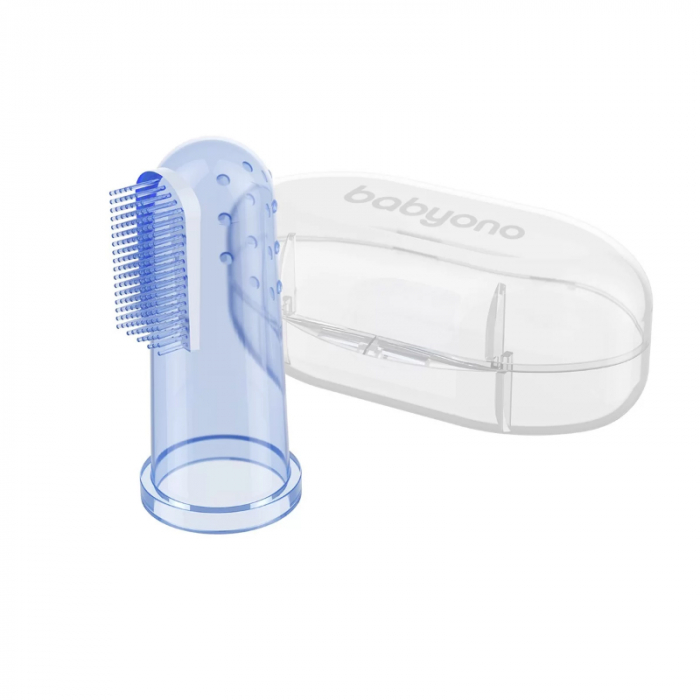 Degetar din silicon pentru masajul gingiilor 0+ luni BabyOno 723-A-1, Albastru [4]