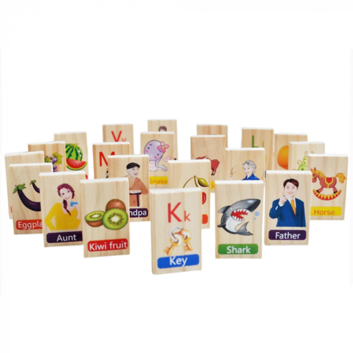 Domino in limba engleza - joc educativ , din lemn cu 100 piese, WD 3024 [2]
