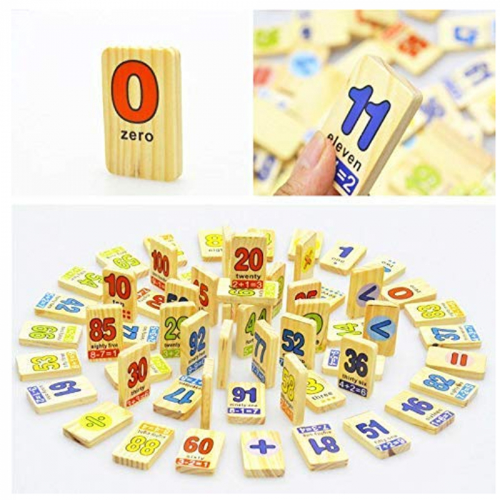 Domino in limba engleza - joc educativ , din lemn cu 100 piese, WD 3024 [4]