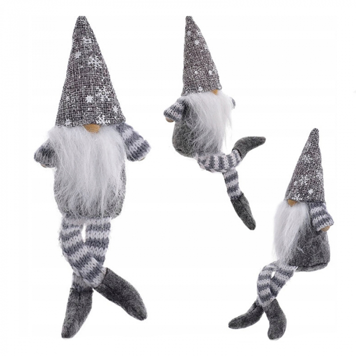 Figurina decorativa pentru Craciun, Spiridus 20 cm Mini Junior 157758G, Gri [2]