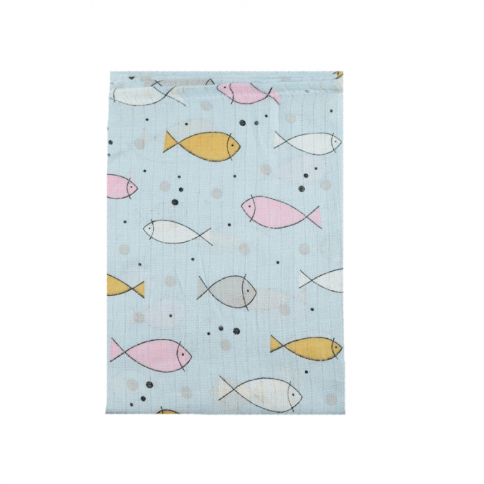 Paturica muselina din bumbac pentru bebelusi 80 x 60 cm Mini Junior FB1-AL1 [1]