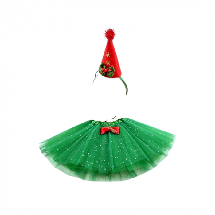 Fusta tutu si cordeluta cu design Craciun pentru fete Mini Junior 641820, Verde [1]