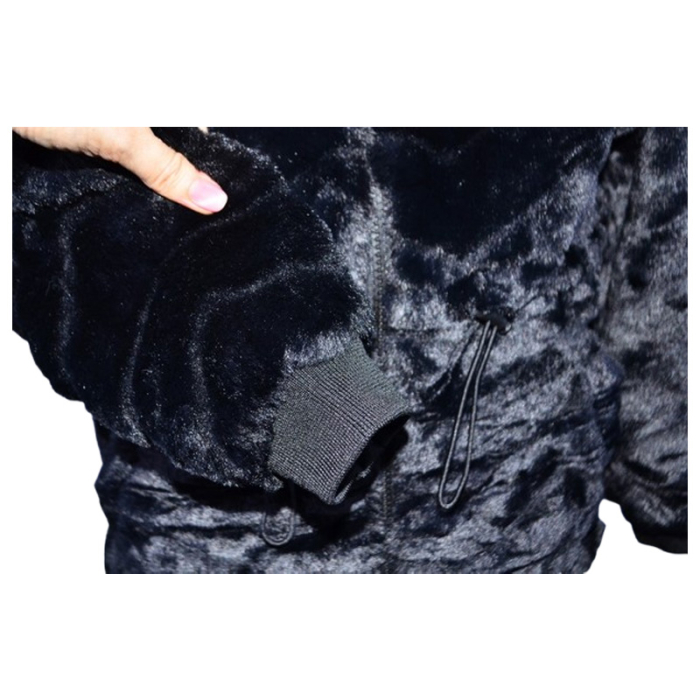 Geaca din blana artificiala, cu gluga, pentru fete Happy House HH650N-8, Negru [4]