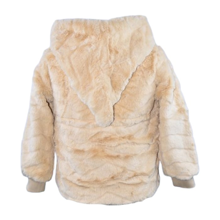 Geaca din blana artificiala, cu gluga, pentru fete Happy House HH650-8, Crem [5]