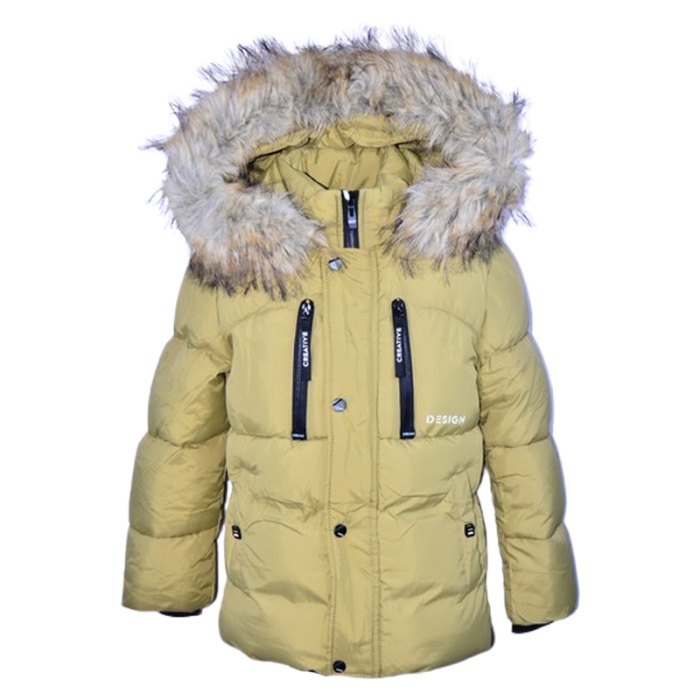 Geaca imblanita, cu gluga, pentru baieti, Happy House KK1101-4, Kaki [1]