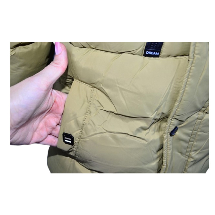 Geaca imblanita, cu gluga, pentru baieti, Happy House KK1101-4, Kaki [4]