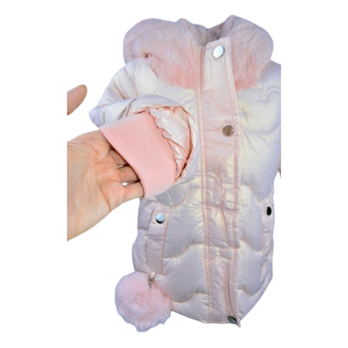 Geaca imblanita, cu gluga, pentru fete, Happy House KK2116-1, Roz [6]