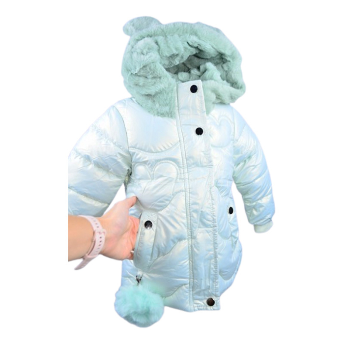 Geaca imblanita, cu gluga, pentru fete, Happy House KK2116V, Verde [3]