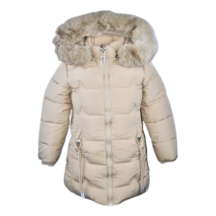 Geaca imblanita, cu gluga, pentru fete, Happy House KK2308-6, Crem [1]
