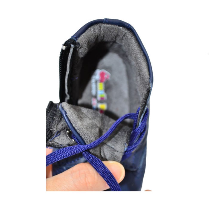 Ghete din piele naturala pentru baieti Small Foot PFSF-07, Bleumarin [4]