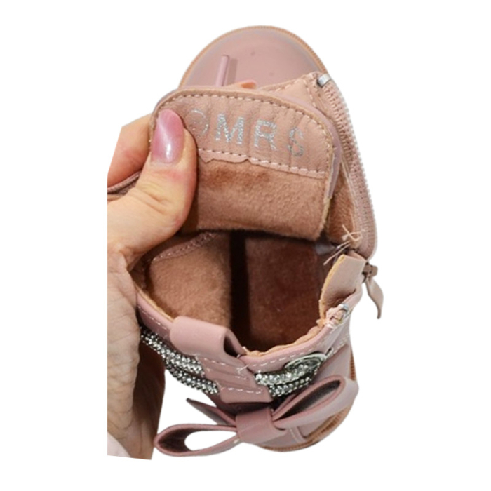 Ghete imblanite, cu șiret si fermoar, pentru fete MRS S707-20, Roz [4]