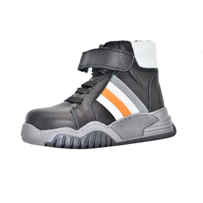 Ghete imblanite din piele pentru baieti Small Foot PBSF-03, Negru [1]