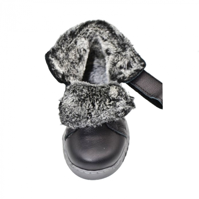 Ghete imblanite din piele pentru baieti Small Foot PBSF-03, Negru [5]