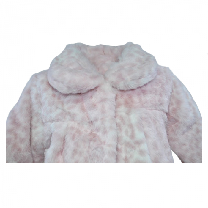 Palton din blana artificiala cu imprimeu animal print pentru fete Mini Junior 2351, Roz [4]