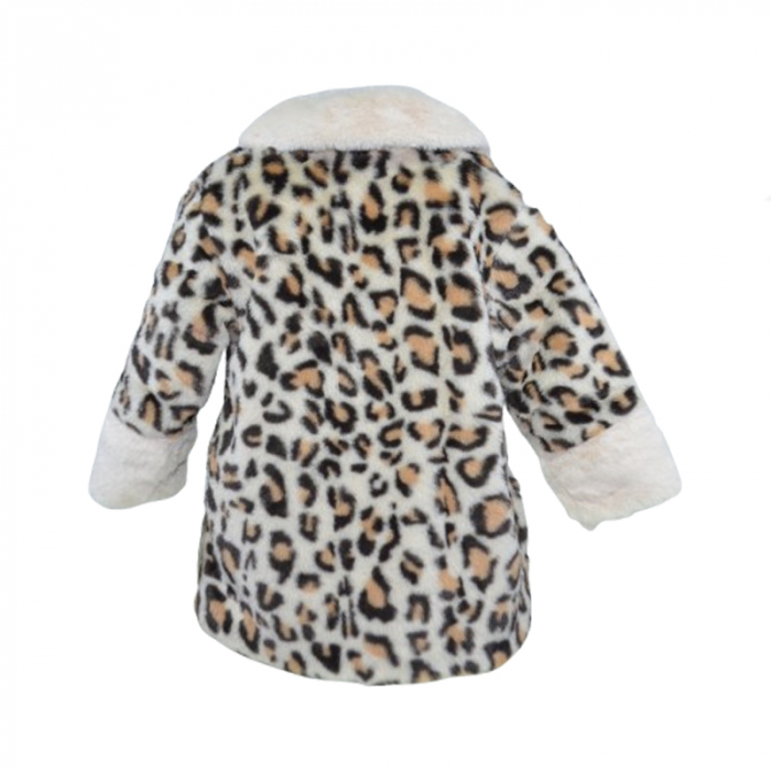 Palton din blana artificiala cu imprimeu animal print pentru fete Bebesi HBBSI, Maro [3]