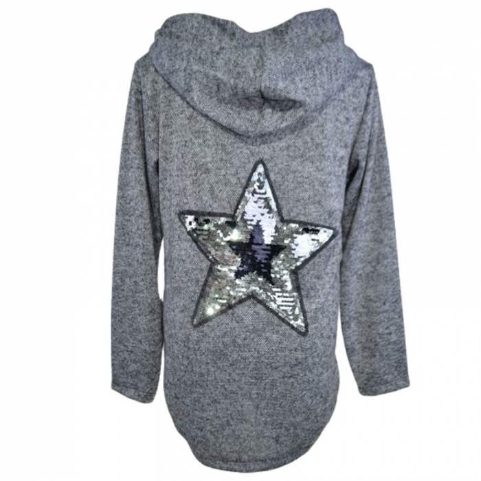 Hanorac cu maneca lunga si gluga pentru fete New Collection 23297, Gri [2]